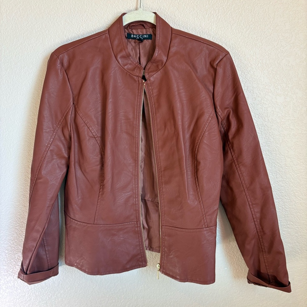 Baccini Women's Tan Faux Leather Jacket
